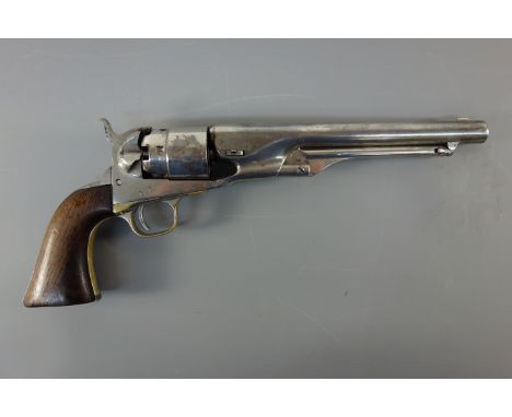 Colt 6 shot .44 1860 pattern Army percussion revolver No.77902, nickel plated, 20cm rifled barrel stamped 'Address Col. Saml 
