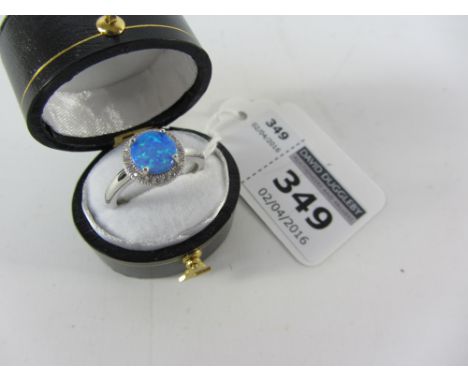 Blue opal dress ring stamped 925