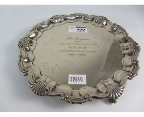 Silver presentation salver Martin Hall & Co Ltd Sheffield 1924 approx 12oz