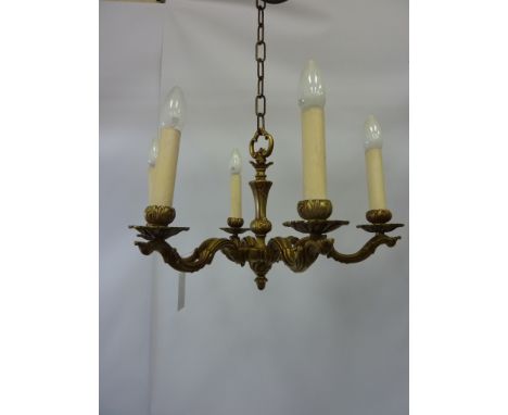 Brass six branch ceiling chandelier H30cm (excluding length of chain) 
