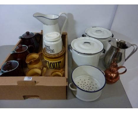 Enamel Kitchen ware T.G Green, Denby and other kitchenalia in one box Condition Report Click here for further images, conditi