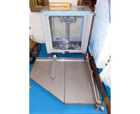 Stanton Instruments chemical scales, box of weights and a guillotine. Condition reports are not available for this sale.