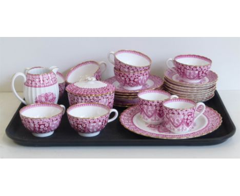 Spode primrose pink patterned tea service Condition reports are not available for this sale.