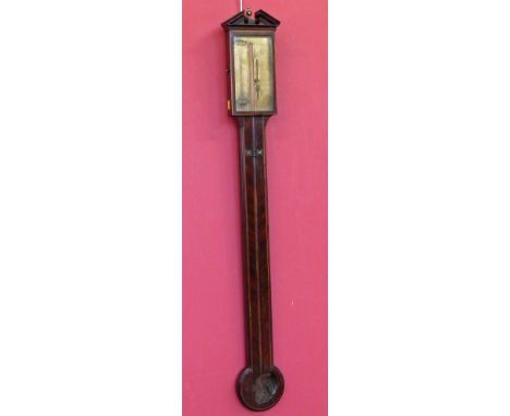 A 19th century mahogany stick barometer - missing mercury column Condition reports are not available for this sale.