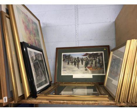 Shelf of pictures, various
