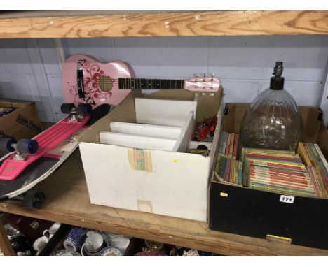 Shelf to include books, skateboard, toys etc