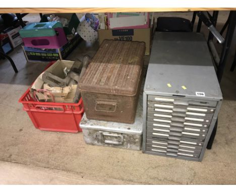 Metal filing drawers and various tools