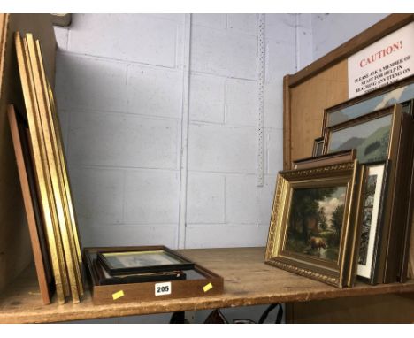 Shelf of pictures etc
