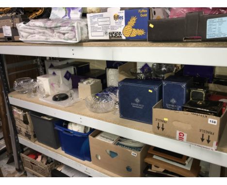 Shelf of glassware to include Edinburgh Crystal and Caithness
