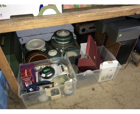 Shelf of assorted including Hi Fi etc.