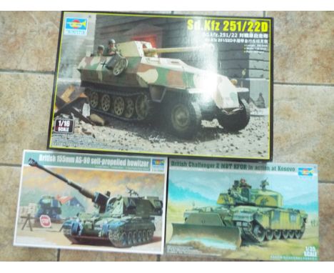 Trumpeter - three boxed plastic WW2 Military modeln kits comprising 1:16 scale Sd.Kfz 251 / 22D # 00943, 1:35 scale British C