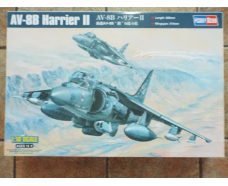 Hobby Boss - a 1:18 scale model kit, AV-8B Harrier II # 81804, appears mint with parts on sprues in factory sealed bags, with