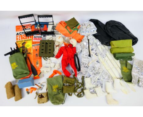 Action Man - Palitoy - A loose vintage collection of Action Man uniform parts and accessories. Lot includes Crash Crew Jacket