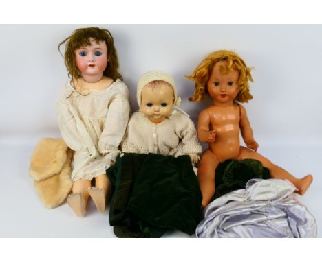Handwerck - Rosebud - A group of large dolls including a German Max Handwerck which stands 76 cm tall, an unmarked blonde dol