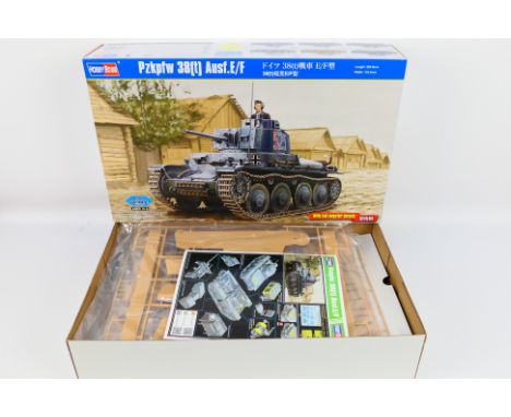 Hobbyboss - a boxed 1:16 scale model kit Pzkpfw 38(t) Ausf.E/F No.82603. The contents appear to be mint with parts in sealed 