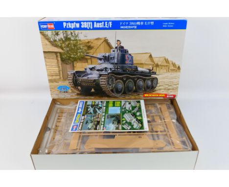 Hobbyboss - a boxed 1:16 scale model kit Pzkpfw 38(t) Ausf.E/F No.82603. The contents appear to be mint with parts in sealed 