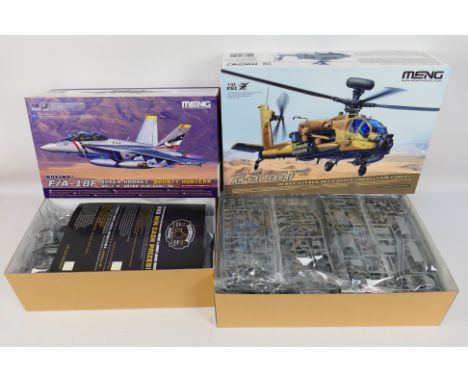 Meng - Two boxed Meng model kits comprising 1:48 scale Boeing F/A-18F Super Hornet Bounty Hunters LS-016 and 1:35 AH-64D Sara
