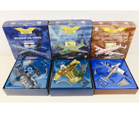 Corgi Aviation Archive - Three boxed 1:44 scale diecast model aircraft from Corgi AA. Lot includes #48401 Hercules C1K Tanker