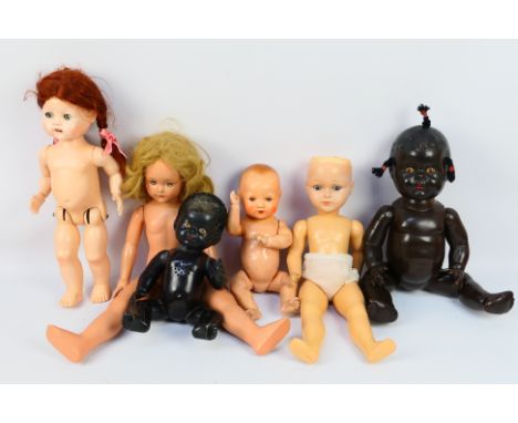 Reliable - A.S - Effanbee - A collection of dolls including one with bisque head and composite body marked A.S 261 2 1/2 Fore