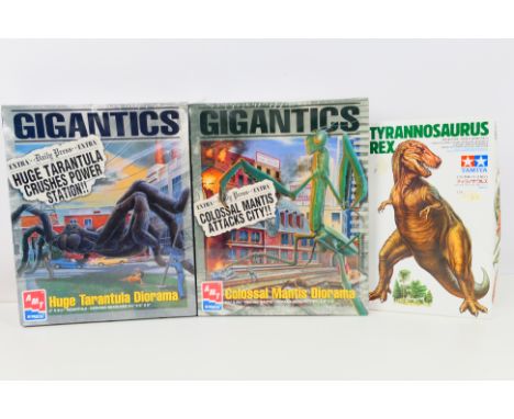 Tamiya - AMT Ertl - 3 x factory sealed model kits, Colossal Mantis Diorama # 8389, Huge Tarantula Diorama # 8391 and Tyrannos