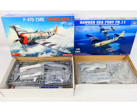Trumpeter - Miniart - two 1:48 scale boxed model kits comprising Trumpeter Hawker Sea Fury FB.11 No.02844 and Miniart P-47D-2