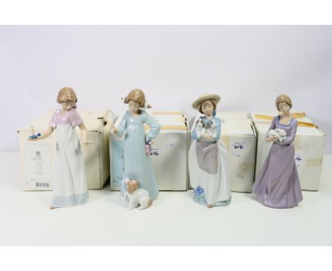 Nao by Lladro - four figurines comprising model numbers 01155 approx 25 cm, 01156 approx 25 cm, 01163 approx 25 cm, and 01168