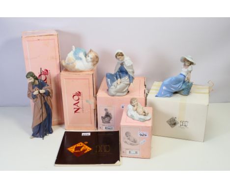 Nao by Lladro - five figurines comprising model numbers 00306 approx 28 cm, 00307 approx 18 cm, 00312 approx 11 cm (l), 00259