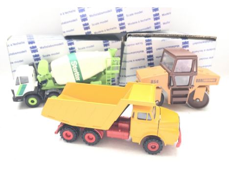 3 X Conrad Models Boxed Vehicles including a Cement Mixer, Roller etc.