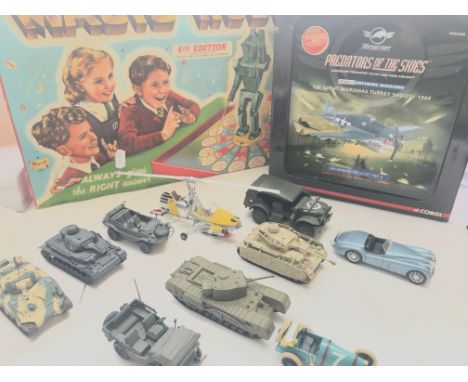 A Boxed Magic Robot Game with a boxed Corgi Grumman Hellcat F6F-3 and a collection of loose diecast.