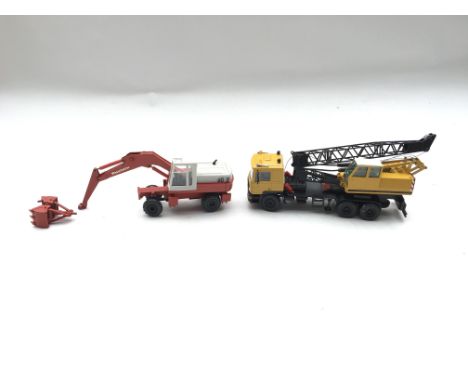 Pair of Conrad construction model Vehicles.Poclain Excavator 90 (damaged)Crane