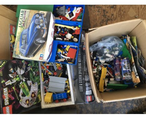 A Large Collection of Mixed Lego. A Set of Snooker Balls and a Tamiya model kit of a Jaguar Mk.II Saloon.(4)