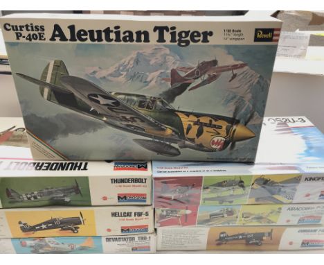 A collection of 6 Monogram aircraft model kits 1:48 scale and 1 Revell 1:32 scale.