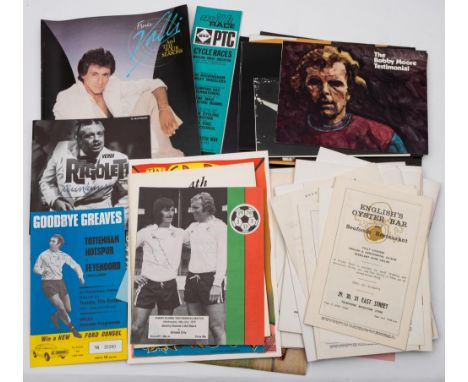 A collection of various autographed theatre, concert and other programmes:, including a Bobby Moore Testimonial Match program