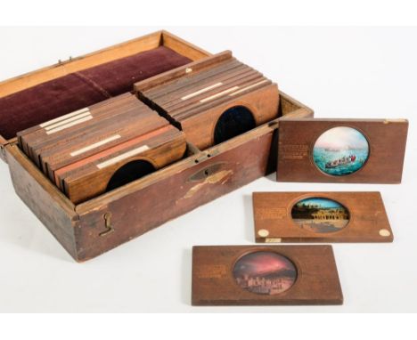 Carpenter &amp; Westley. A boxed group of hand painted lantern slides of topographical scenes:, including three of Pompeii, M