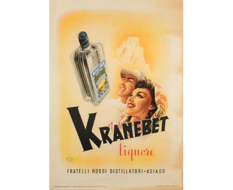 Two mid-20th century Italian lithograph advertising posters:, one for 'Baicoli' biscuits by Emka, published by Bonetti , Mila