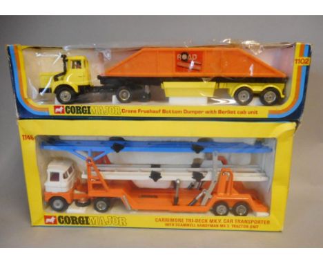 Corgi Major No 1146, Carrimore Tri-deck Mk V Car Transporter with Scammell Handyman Mk.3 Tractor Unit: together with Corgi Ma