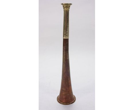 A copper and silver plated 'The Earl of Harrington' hunting horn by Kohler&amp; Son, London:, 24.2cm long
