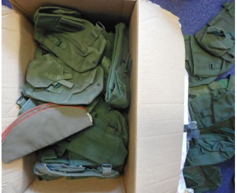 A collection of unused 1958 pattern webbing: includes large pack, Kidney pouches (4), ammunition pouches (12), water bottle p