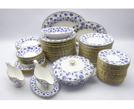 Spode 'Blue Colonel' ninety-seven piece dinner service comprising twenty-four dinner plates, side plates & tea plates, eight 