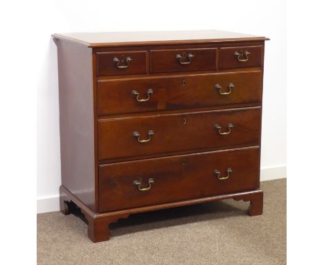 George III mahogany chest, moulded rectangular top, three short and three long drawers, bracket feet, W101cm, H97cm, D53cm Co