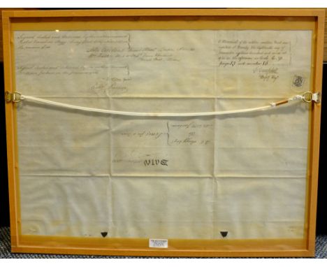 George III 1808 indenture with two wax seals, recording the sale approximately 18 acres of land and 19 roads in Barlby to Wil
