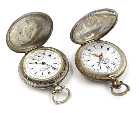 Turkish full hunter pocket watch, key wound the dial inscribed 'K Serkisoff & Co, Constantinople', the movement and 800 stand