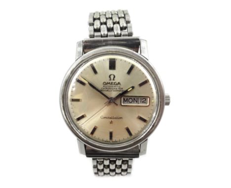 Gentleman's Omega automatic chronometer Constellation stainless steel wristwatch, with day/date apature, ref 168.016 serial n