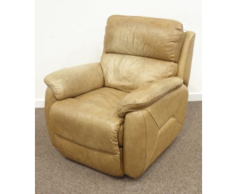 Electric reclining armchair upholstered in light brown leather, W93cm Condition Report & Further Details Click here for furth