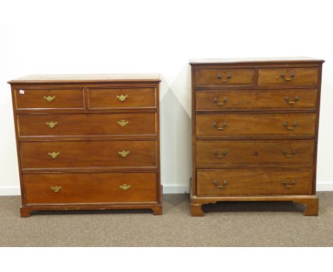 19th century mahogany chest, rectangular top above two short and three long drawers, bracket feet (W127cm, H121cm, D54cm), an