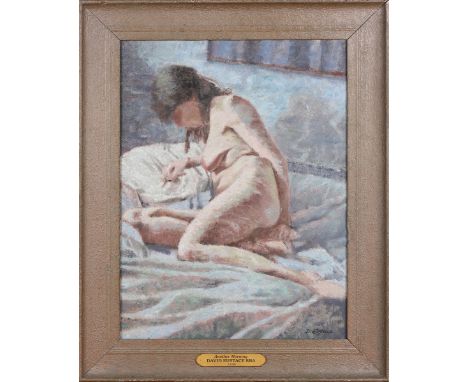 David Eustace - 'Morning Light', 20th century oil on canvas, signed recto, titled verso, 52cm x 38.5cm, within a painted wood