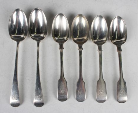 A pair of Victorian silver Old English pattern tablespoons, London 1872 by Goldsmiths Alliance Ltd, length 20.5cm, a set of t