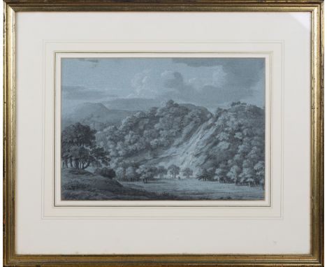 Miss Gardiner, British School - 'Near Chatsworth', 18th century stump with chalk, artist's name and title to label verso, 21.