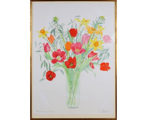 Paul Gell - 'Spring in Sunshine', 20th century watercolour, signed, titled and dated '85, Francis Kyle Gallery label verso, 7