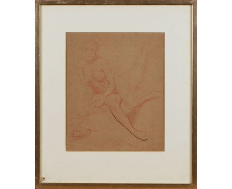 Ethel Walker - 'Reclining Nude', early 20th century sanguine with ink on paper, artist's name and title to Blond Fine Art gal